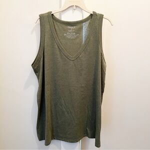 Torrid Classic‎ Fit Green V-Neck Basic Tank Top